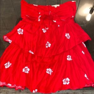 strapless mini skirt with front cutout